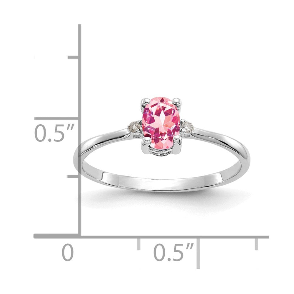 14K White Gold Diamond & Pink Tourmaline Birthstone Ring