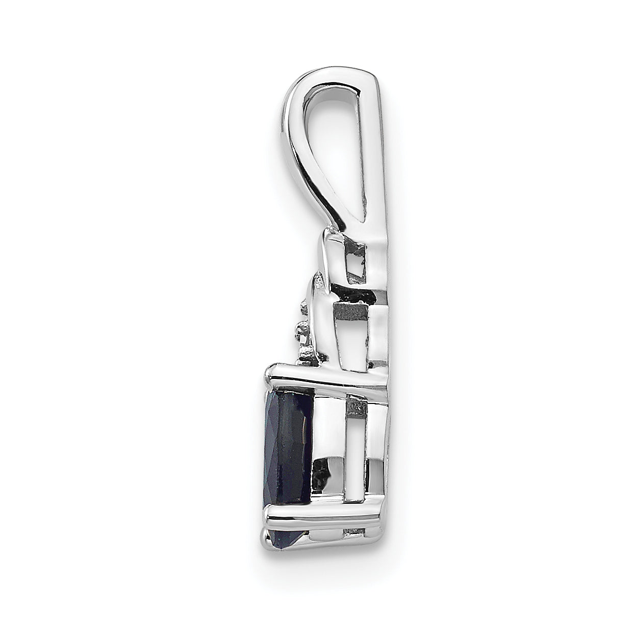 14k White Gold Sapphire Diamond Pendant