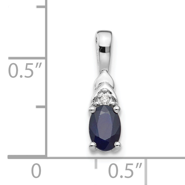 14k White Gold Sapphire Diamond Pendant