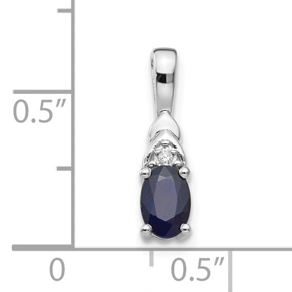 14k White Gold Sapphire Diamond Pendant