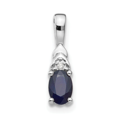 14k White Gold Sapphire Diamond Pendant