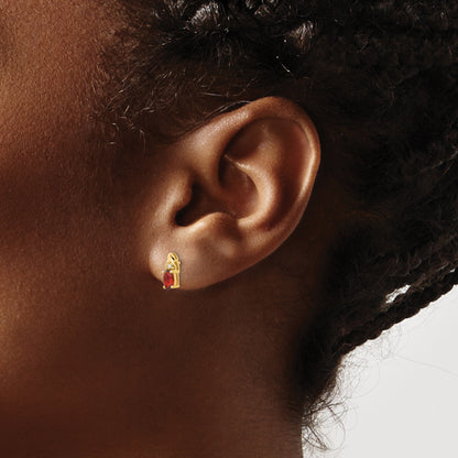 14K Yellow Gold Garnet And Diamond Earrings