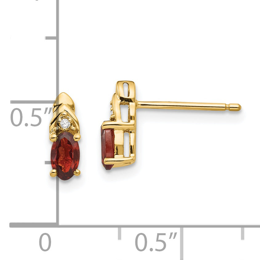 14K Yellow Gold Garnet And Diamond Earrings