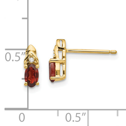 14K Yellow Gold Garnet And Diamond Earrings