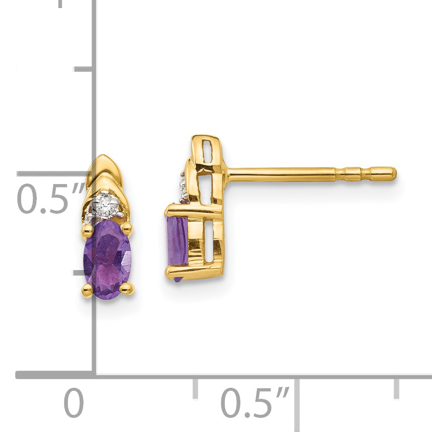 14K Yellow Gold Amethyst And Diamond Earrings
