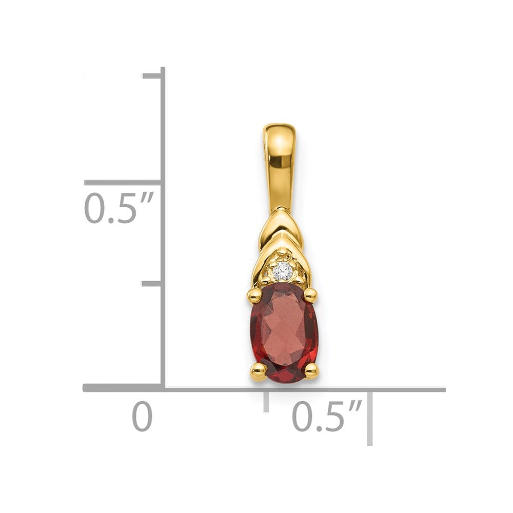 14K Yellow Gold Garnet And Diamond Pendant