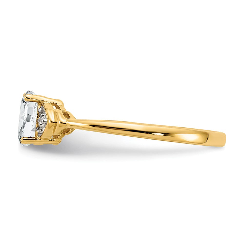 14K Yellow Gold White Topaz And Diamond Ring