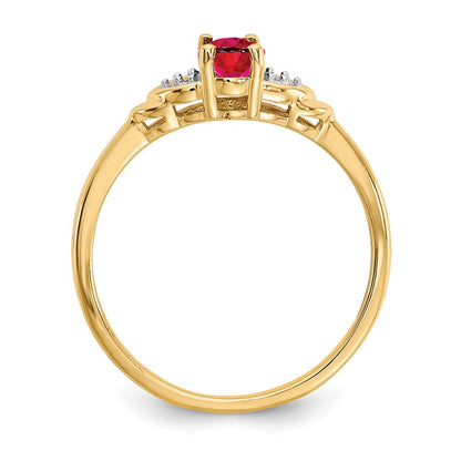 14K Yellow Gold Ruby And Diamond Ring