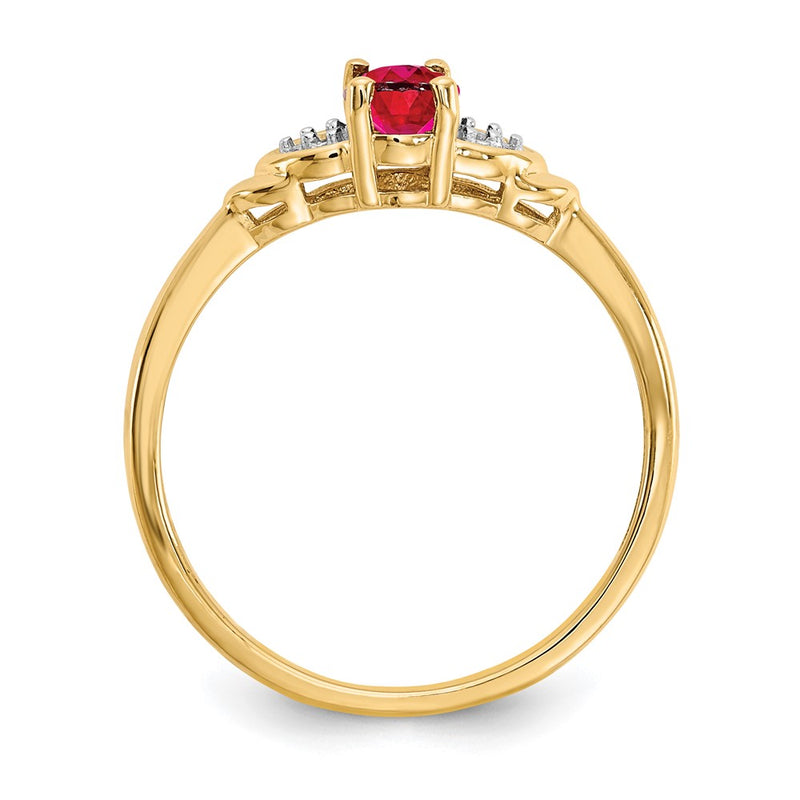 14K Yellow Gold Ruby And Diamond Ring