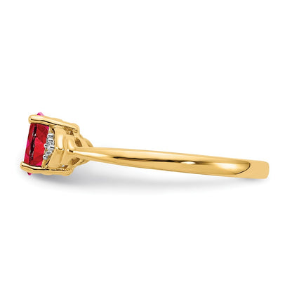 14K Yellow Gold Ruby And Diamond Ring