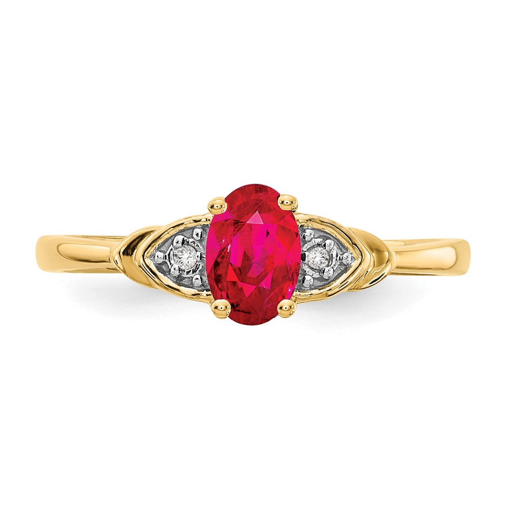 14K Yellow Gold Ruby And Diamond Ring