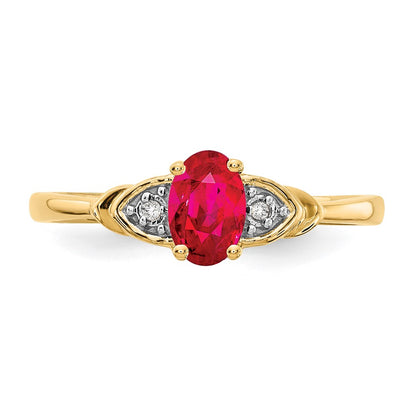 14K Yellow Gold Ruby And Diamond Ring