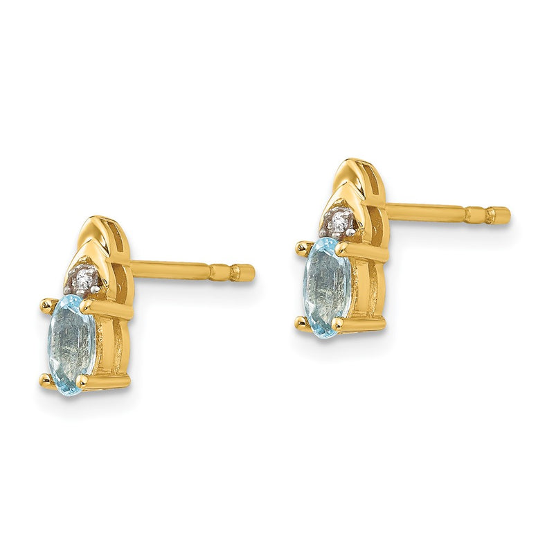 14K Yellow Gold Aquamarine And Diamond Earrings