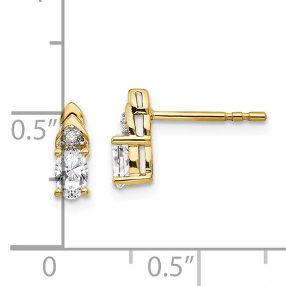 14K Yellow Gold White Topaz And Diamond Earrings