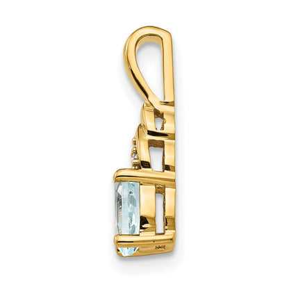 14K Yellow Gold Aquamarine And Diamond Pendant