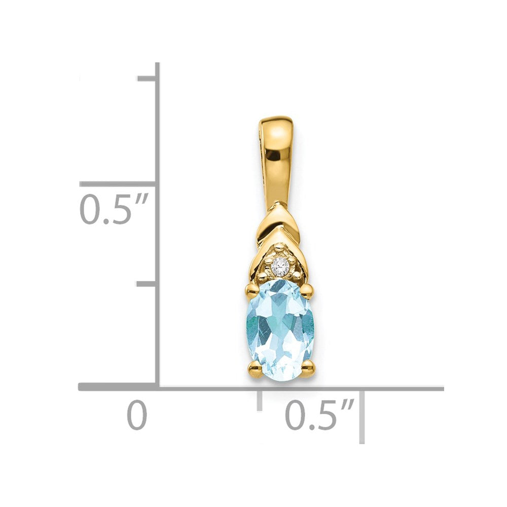 14K Yellow Gold Aquamarine And Diamond Pendant