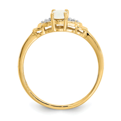 14K Yellow Gold Opal And Diamond Ring
