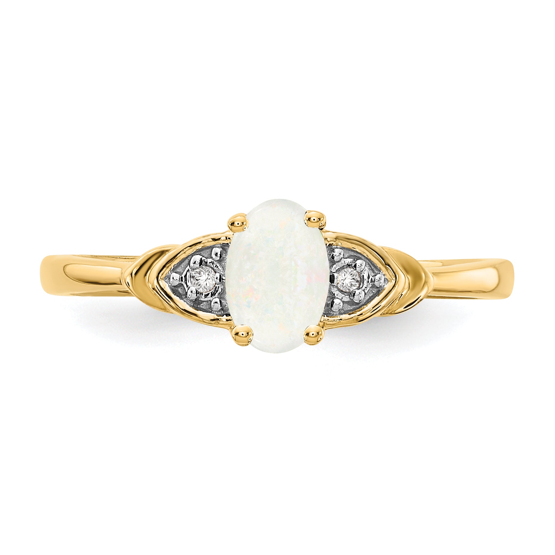 14K Yellow Gold Opal And Diamond Ring
