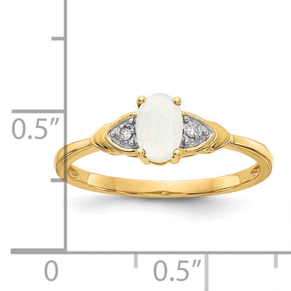 14K Yellow Gold Opal And Diamond Ring