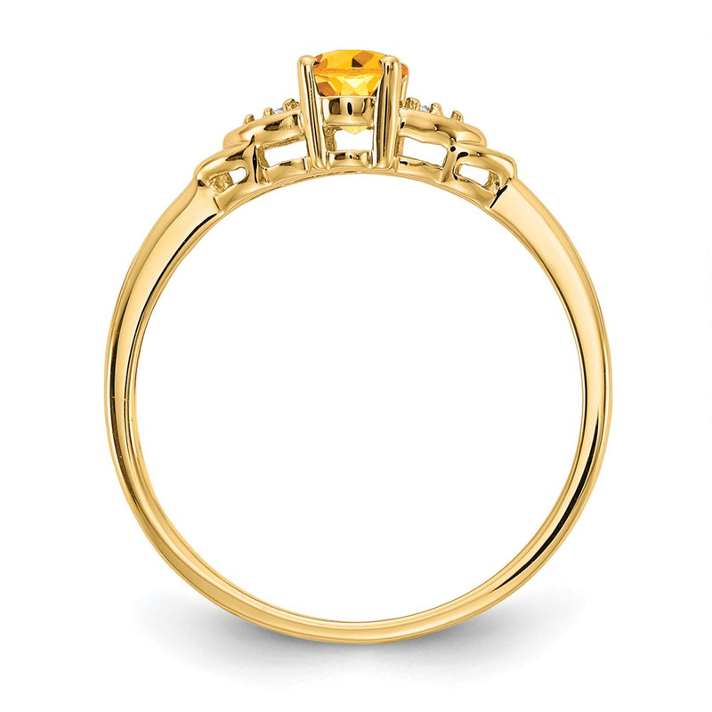 14K Yellow Gold Citrine And Diamond Ring