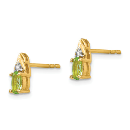 14K Yellow Gold Peridot And Diamond Earrings