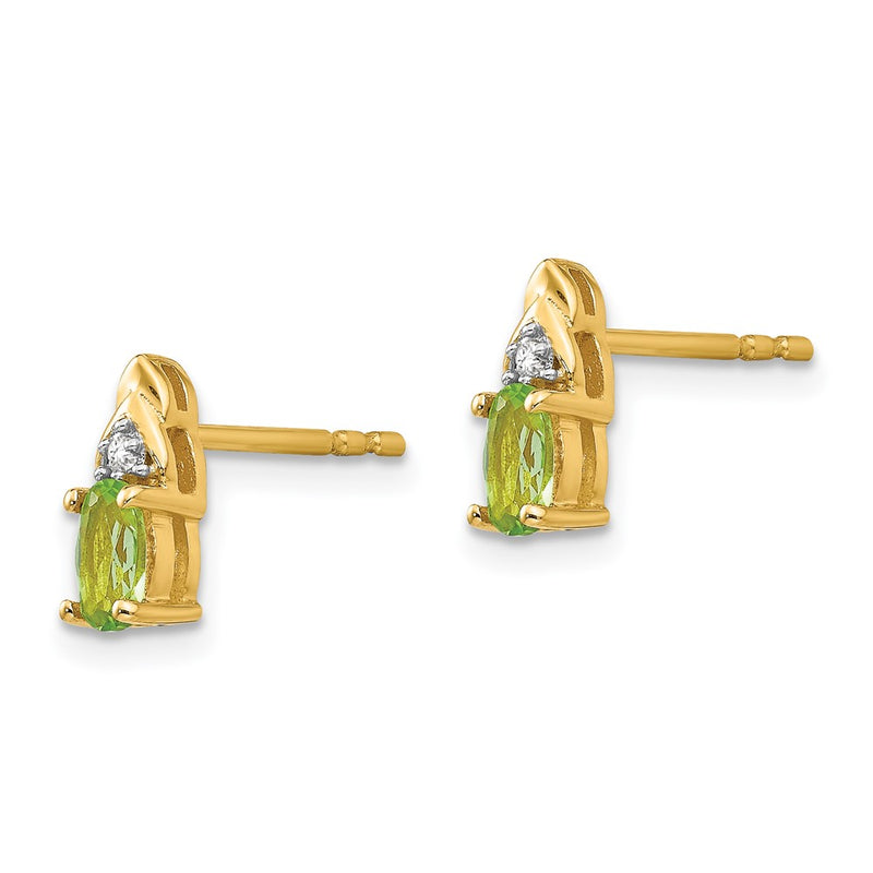 14K Yellow Gold Peridot And Diamond Earrings