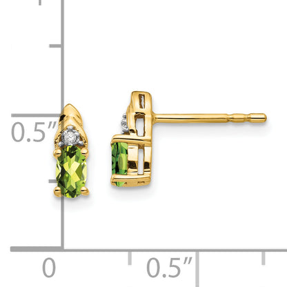 14K Yellow Gold Peridot And Diamond Earrings