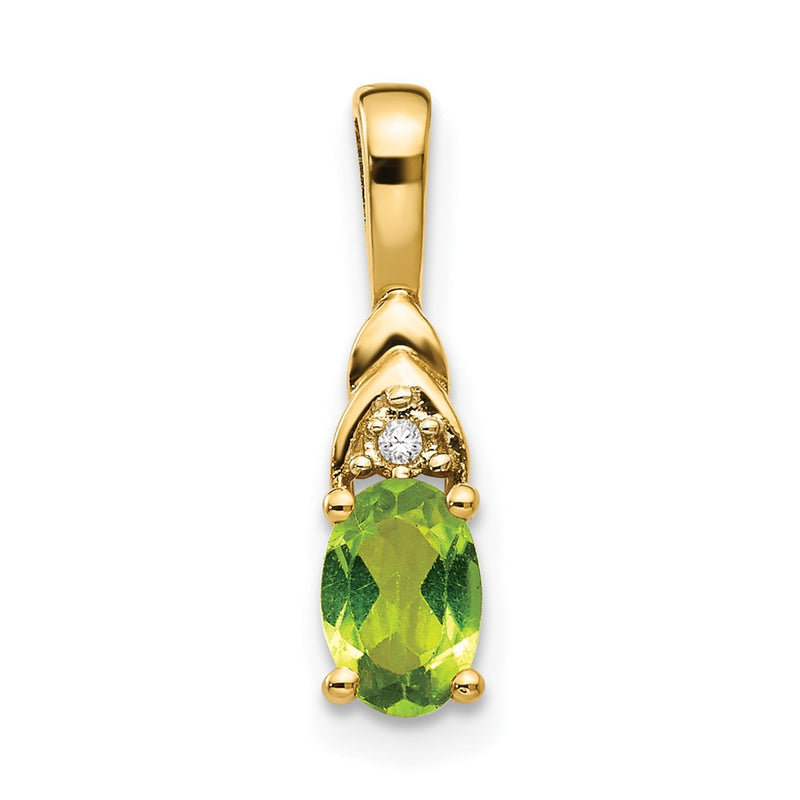14K Yellow Gold Peridot And Diamond Pendant