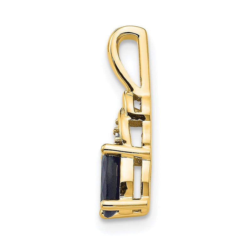 14K Yellow Gold Sapphire And Diamond Pendant