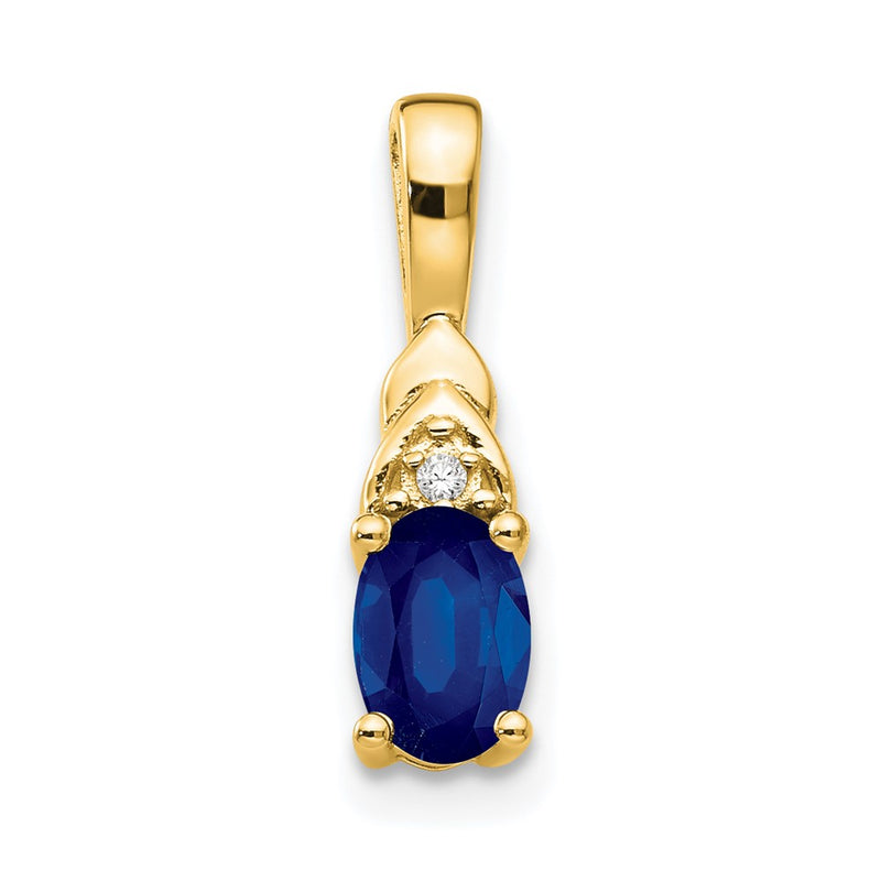 14K Yellow Gold Sapphire And Diamond Pendant