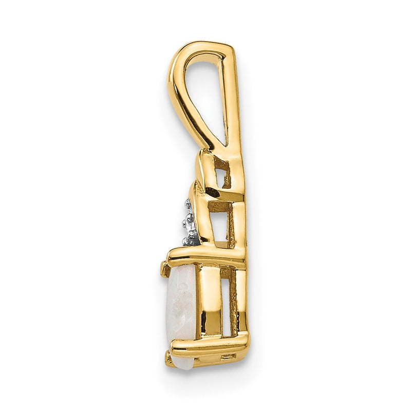 14K Yellow Gold Opal And Diamond Pendant