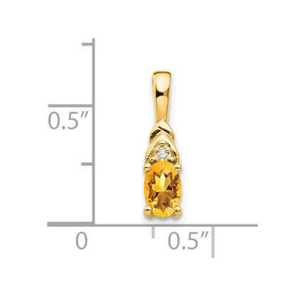 14K Yellow Gold Citrine And Diamond Pendant