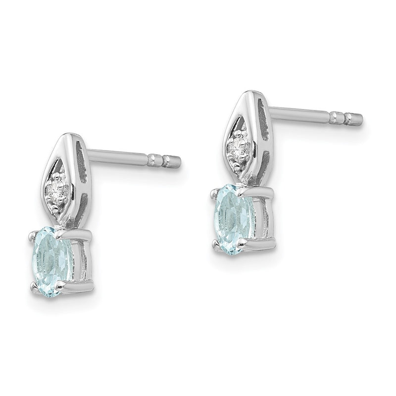 14k White Gold Aquamarine and Diamond Post Earrings