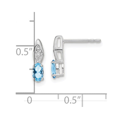 14k White Gold Aquamarine and Diamond Post Earrings