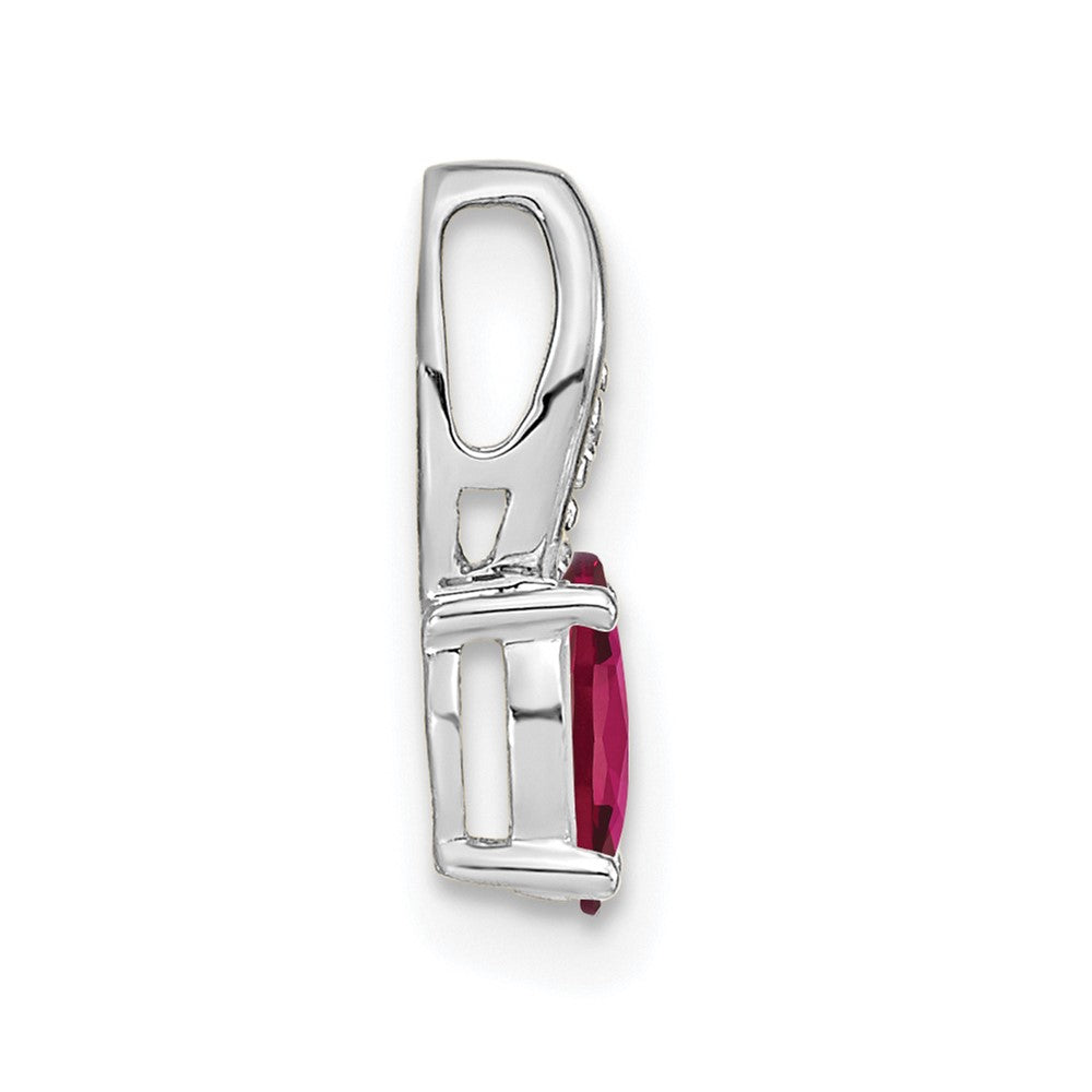 14k White Gold Ruby Diamond Pendant