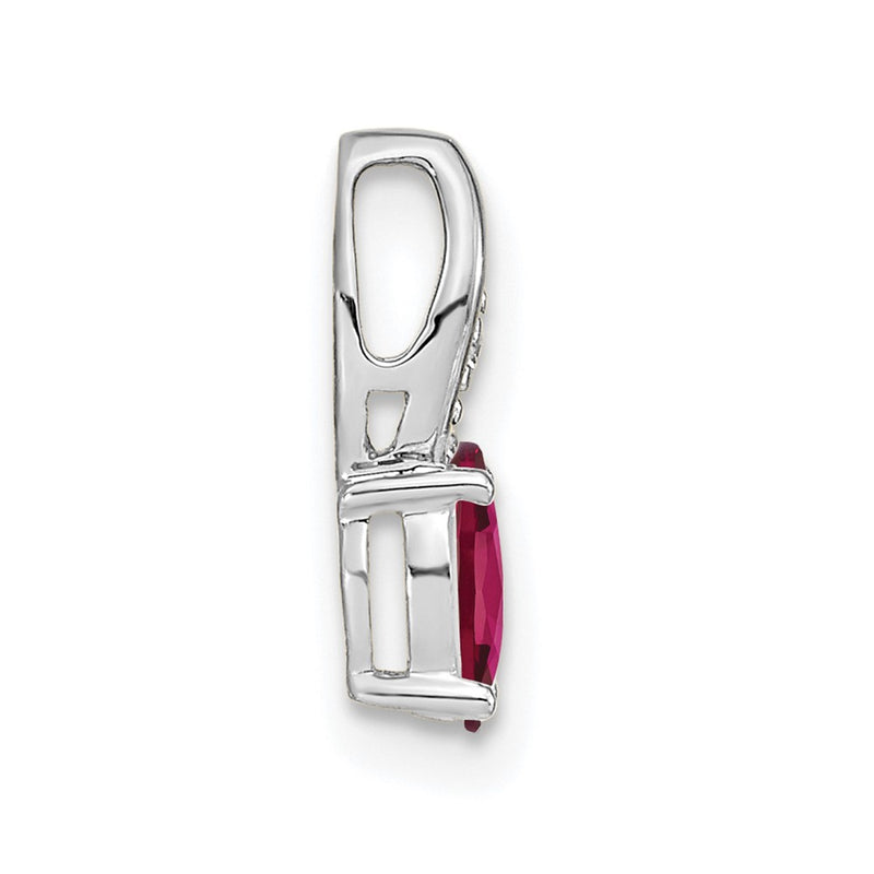 14k White Gold Ruby Diamond Pendant