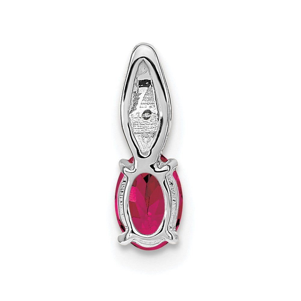14k White Gold Ruby Diamond Pendant