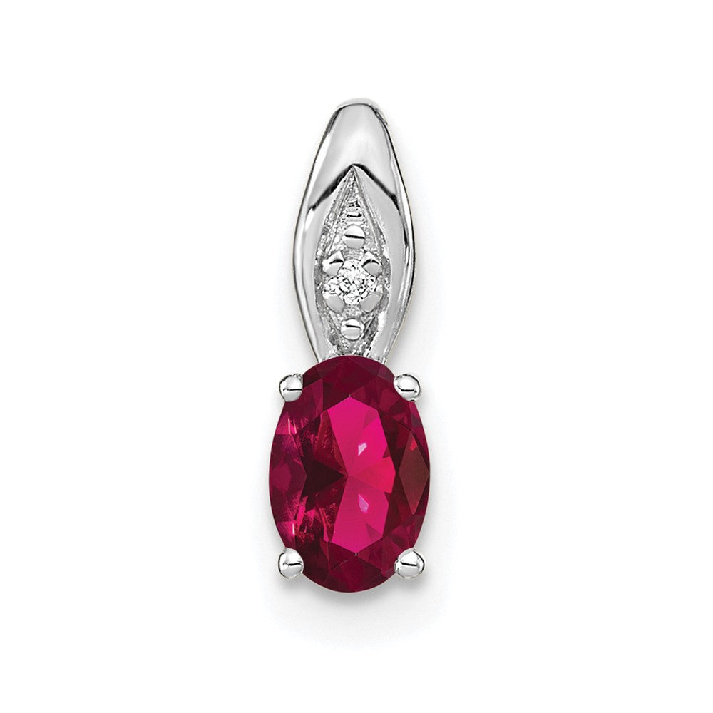 14k White Gold Ruby Diamond Pendant