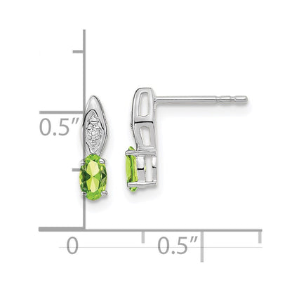 14k White Gold Peridot and Diamond Post Earrings