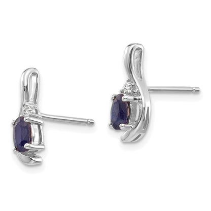 14k White Gold Sapphire Diamond Earring