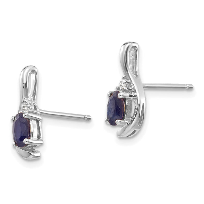 14k White Gold Sapphire Diamond Earring