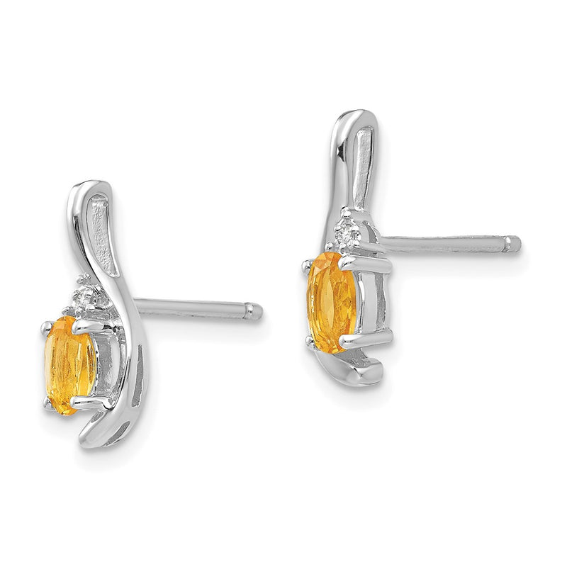 14k White Gold Citrine Diamond Earring