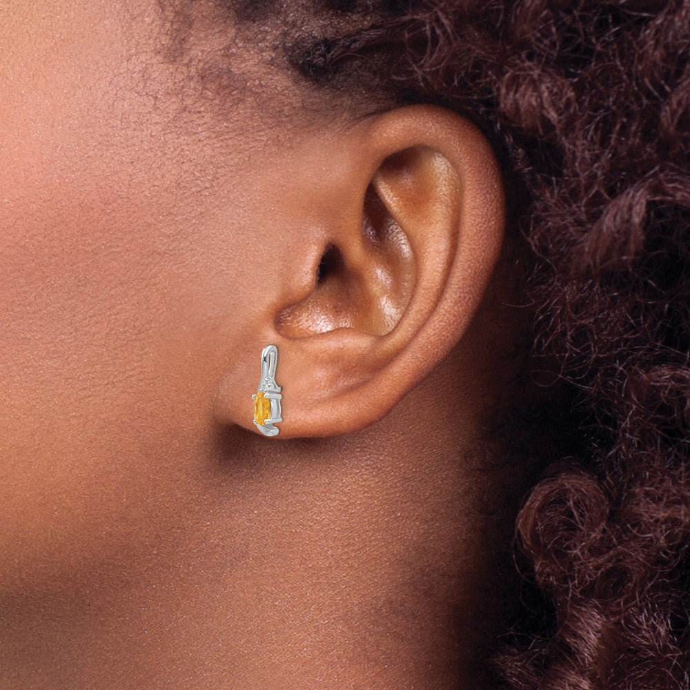 14k White Gold Citrine Diamond Earring