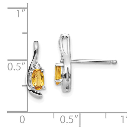 14k White Gold Citrine Diamond Earring