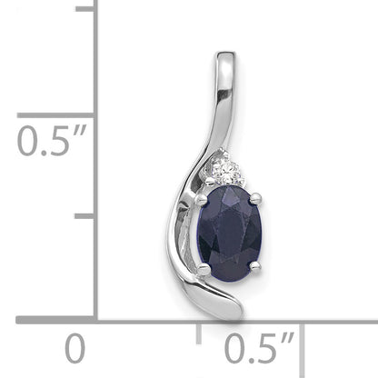 14k White Gold Sapphire and Diamond Pendant