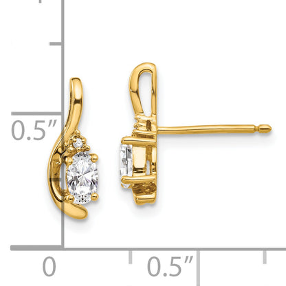 14K Yellow Gold White Topaz And Diamond Post Earrings