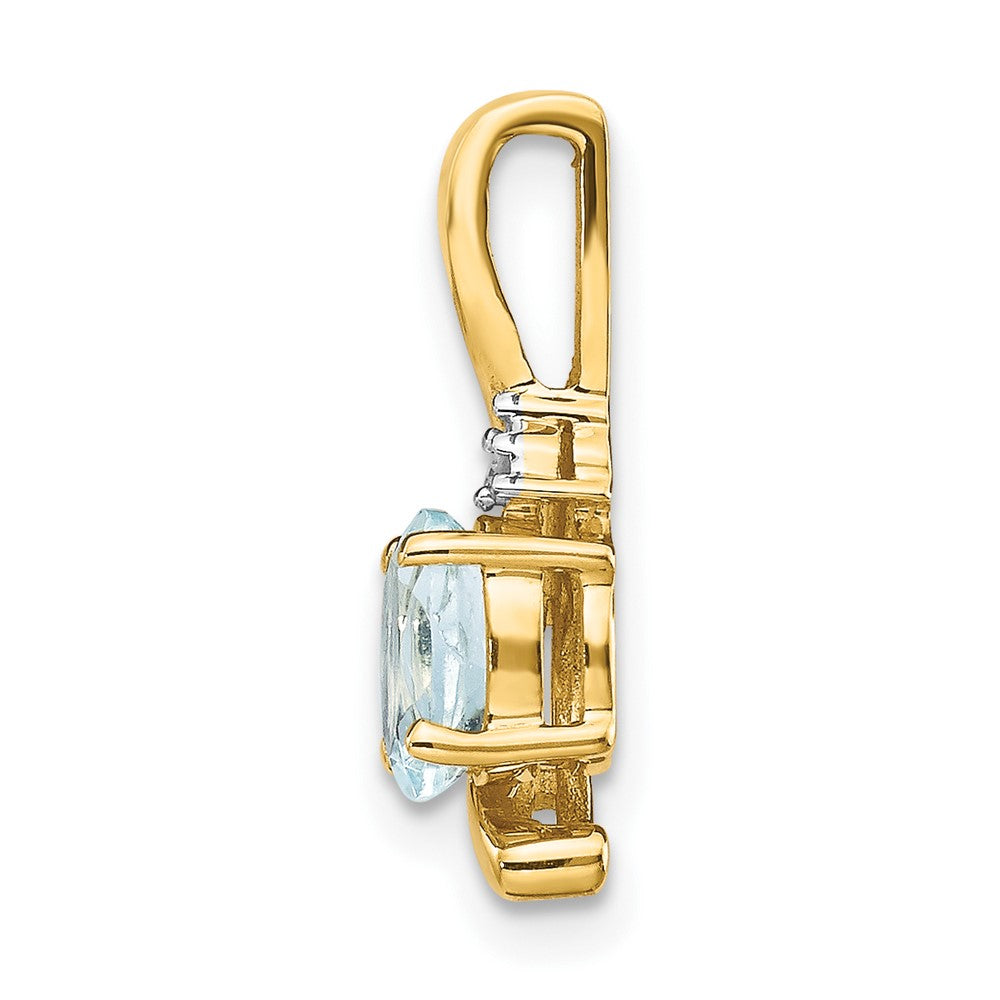 14K Yellow Gold Aquamarine And Diamond Pendant