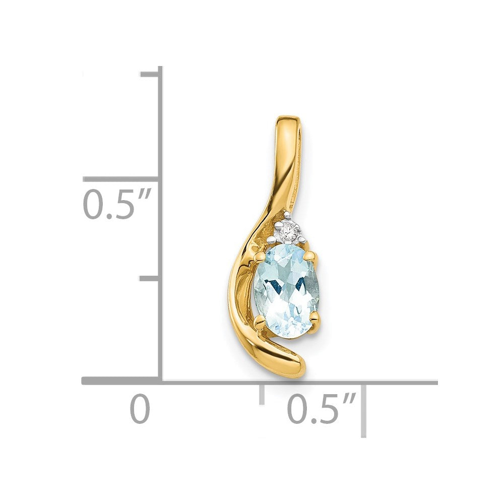 14K Yellow Gold Aquamarine And Diamond Pendant