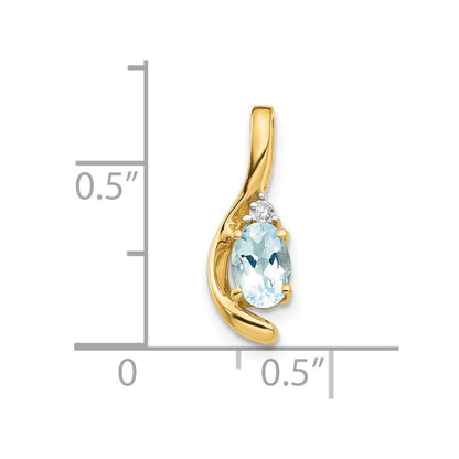 14K Yellow Gold Aquamarine And Diamond Pendant