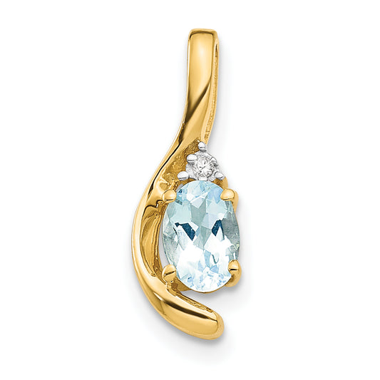 14K Yellow Gold Aquamarine And Diamond Pendant